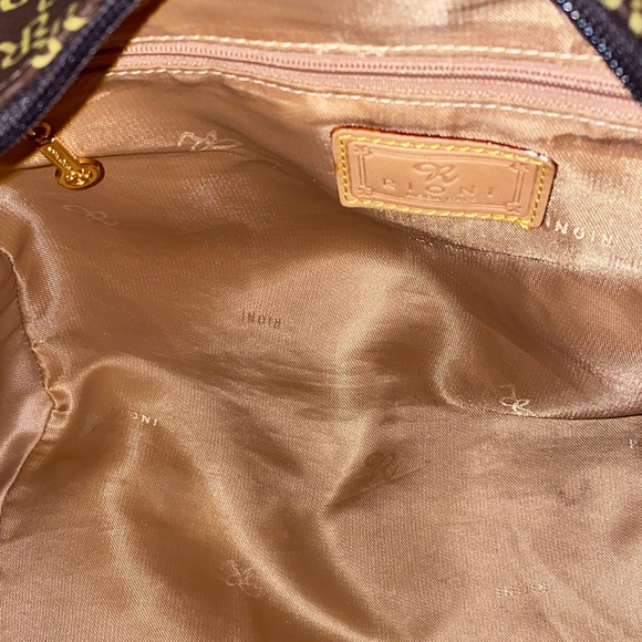 Rioni Moda Italia Leather Large Boston Bag Monogram Satchel Handbag - Picture 15 of 16